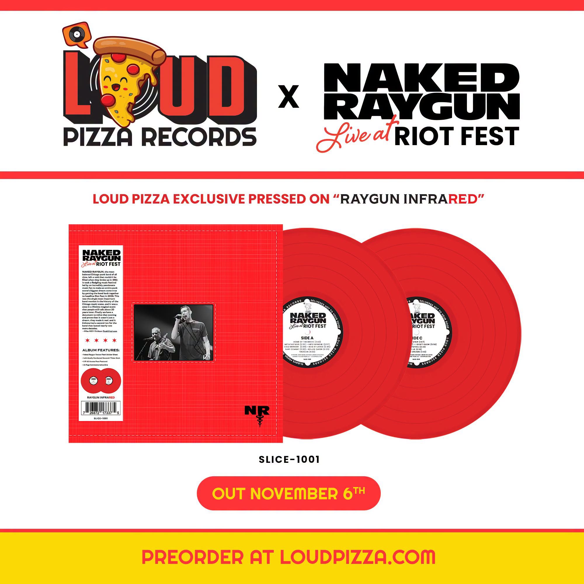 20 YEARS LATER! FIRST TIME ON VINYL! NAKED RAYGUN "LIVE AT RIOT FEST"